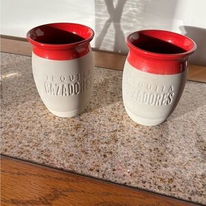 Cazadores Tequila Ceramic Cups with Red Rim